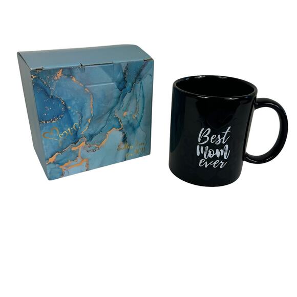 New In Box Black White Best Mom Ever Standard Handled Coffee Mug Gift Box 14 Oz - Picture 1 of 6